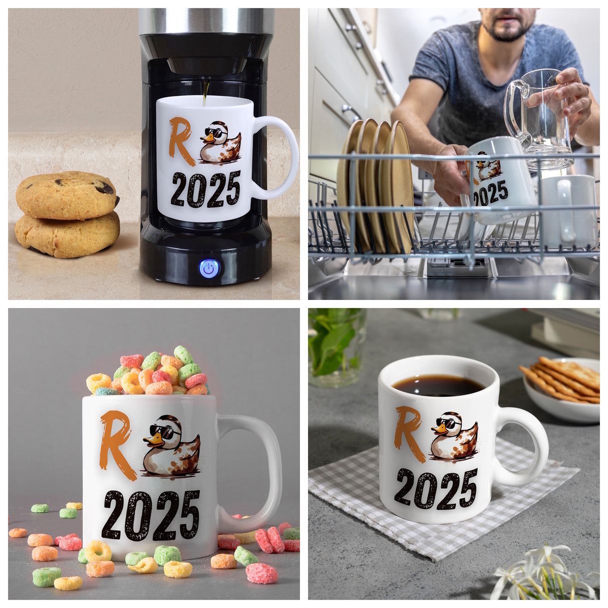Ente mit Sonnenbrille Kaffeebecher mit Spruch Rente 2025