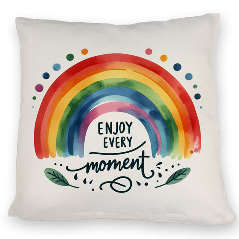 Regenbogen Kissen mit Spruch Enjoy every moment