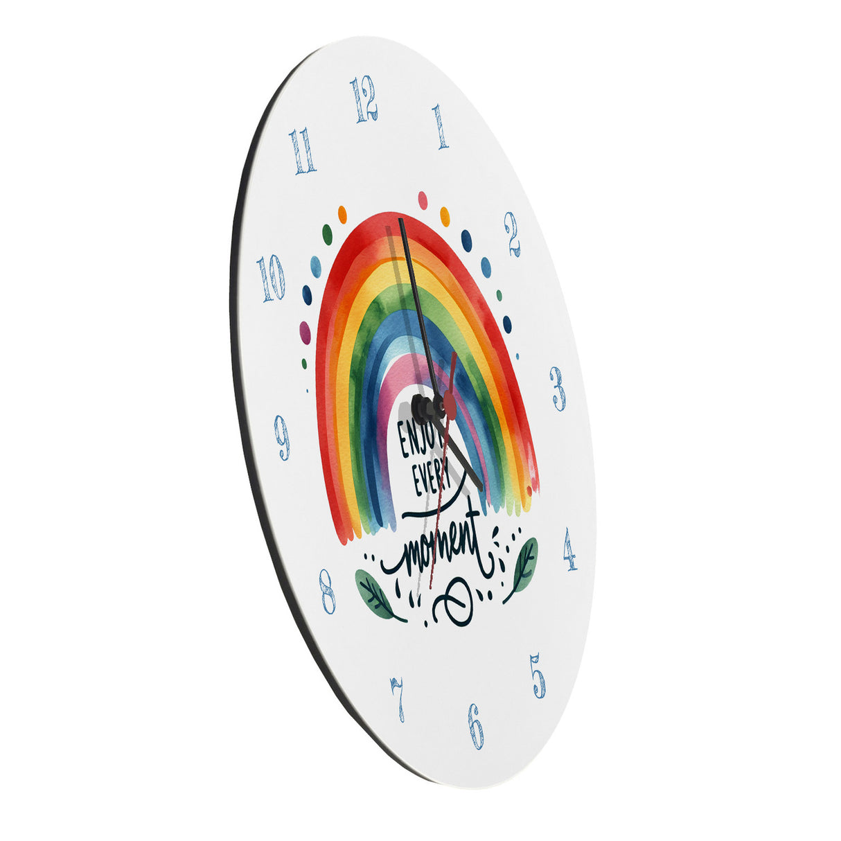 Regenbogen Wanduhr mit Spruch Enjoy every moment