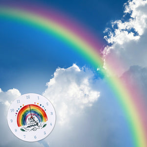 Regenbogen Wanduhr mit Spruch Enjoy every moment