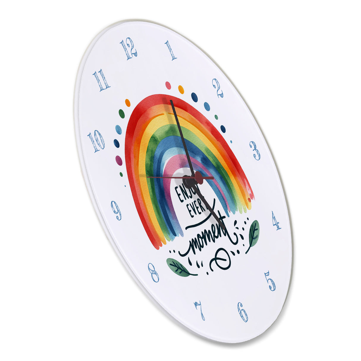 Regenbogen Wanduhr mit Spruch Enjoy every moment