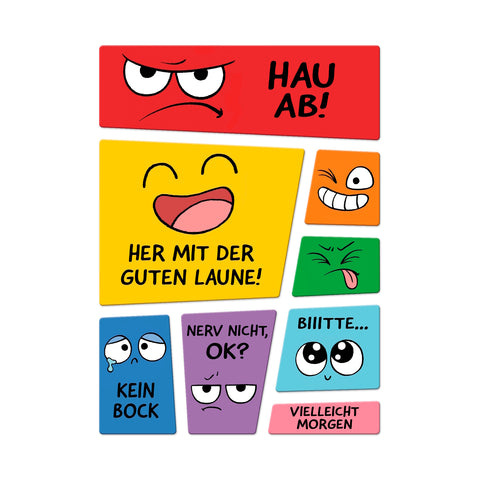 Emotionen Magnet Set mit Sprüchen Her mit der guten Laune
