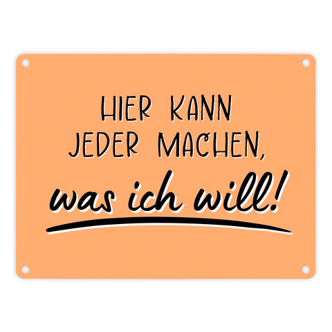 Meine Regeln Metallschild in 15x20 cm mit Spruch Hier kann jeder machen, was ich will