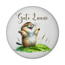 jubelnder Lemming Magnet rund mit Spruch Gute Laune