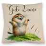 jubelnder Lemming Kissen mit Spruch Gute Laune