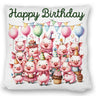 Schweine Party Kissen mit Spruch Happy Birthday