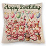 Schweine Party Kissen mit Spruch Happy Birthday