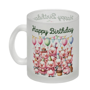 Schweine Party Kaffeebecher mit Spruch Happy Birthday