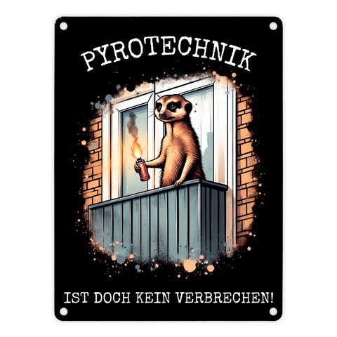 Balkon-Ultra Erdmännchen mit Pyrofackel Metallschild in 15x20 cm