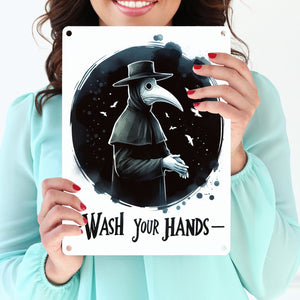 Pestdoktor Toilettenschild Metallschild in 15x20 cm mit Spruch Wash your hands