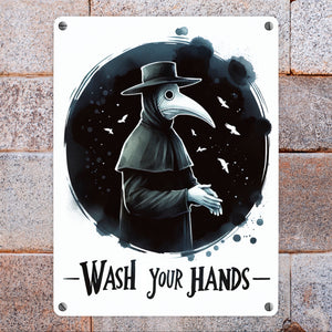 Pestdoktor Toilettenschild Metallschild in 15x20 cm mit Spruch Wash your hands