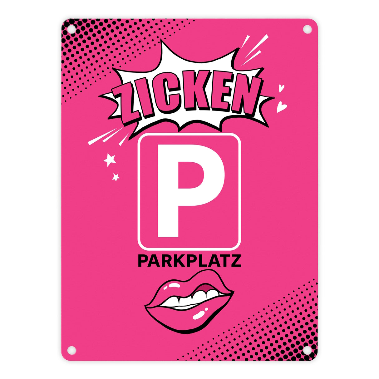 Zicke Metallschild in 15x20 cm mit Spruch Zicken Parkplatz