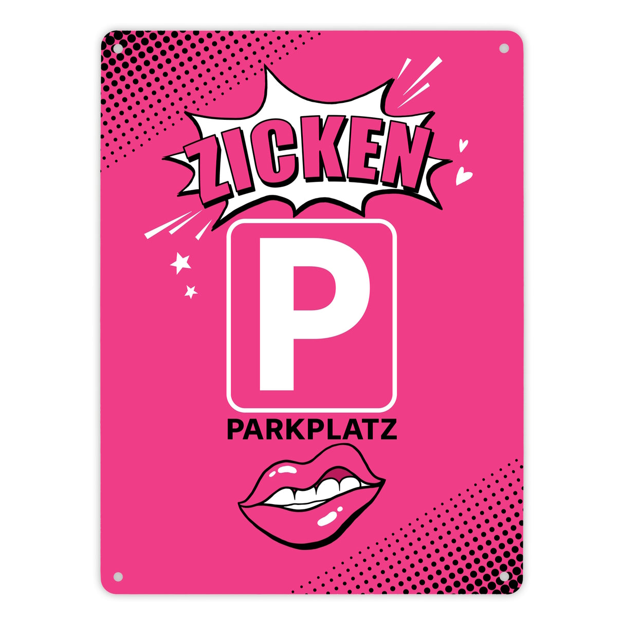 Zicke Metallschild in 15x20 cm mit Spruch Zicken Parkplatz