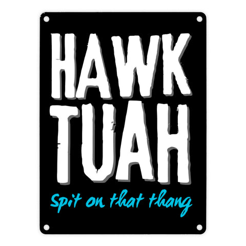 Hawk Tuah Metallschild in 15x20 cm mit Spruch Spit on that thang