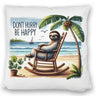 Faultier am Strand Kissen mit Spruch Don't hurry - be happy