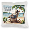 Faultier am Strand Kissen mit Spruch Don't hurry - be happy