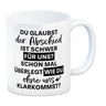 Abschied Kollege Kaffeebecher mit Spruch Wie kommst du ohne uns klar