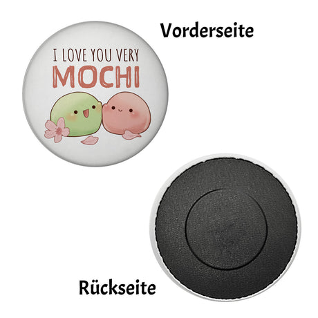 Mochi Paar Magnet rund mit Spruch I love you very Mochi