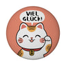 Winkekatze Magnet rund mit Spruch Viel Glück