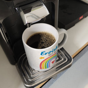 Regenbogen Kaffeebecher mit Spruch Erzieher mit Herz