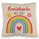 Regenbogen Kissen mit Spruch Erzieherin mit Herz