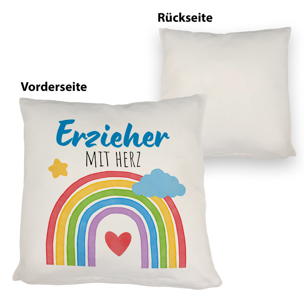 Regenbogen Kissen mit Spruch Erzieher mit Herz