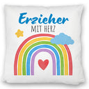 Regenbogen Kissen mit Spruch Erzieher mit Herz