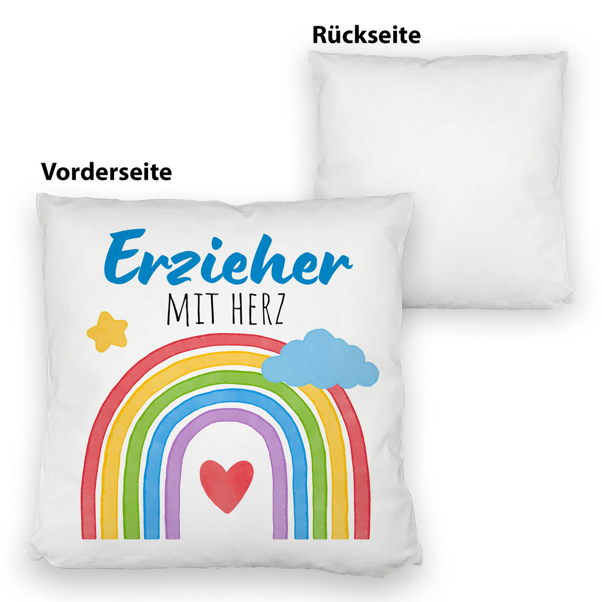 Regenbogen Kissen mit Spruch Erzieher mit Herz