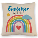 Regenbogen Kissen mit Spruch Erzieher mit Herz