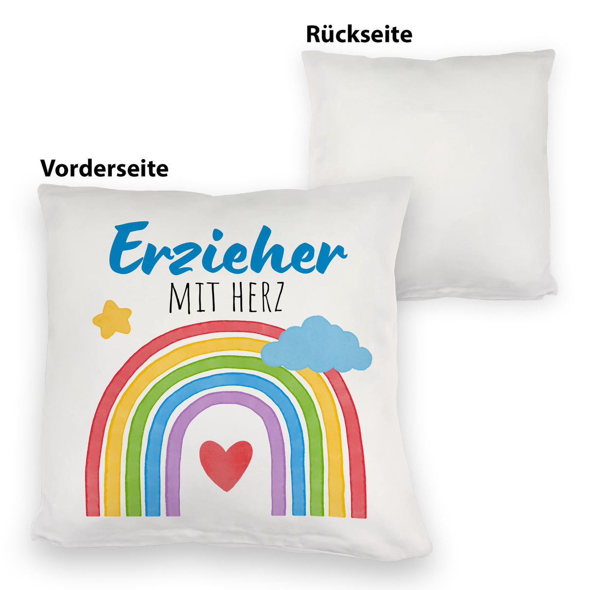 Regenbogen Kissen mit Spruch Erzieher mit Herz