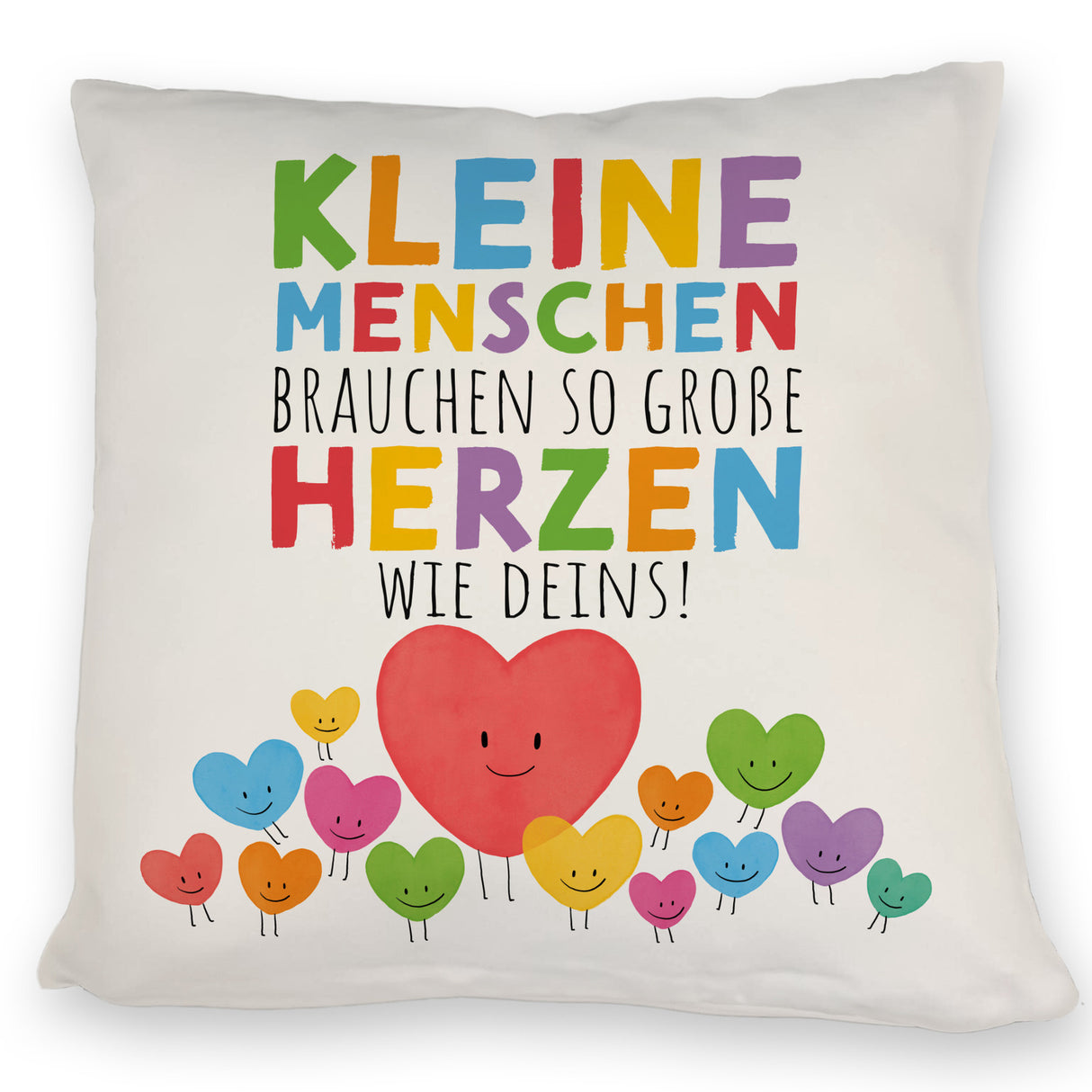 Herzen Kissen mit Spruch Große Herzen für kleine Menschen