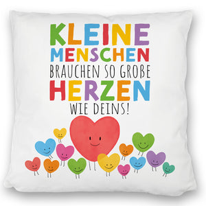 Herzen Kissen mit Spruch Große Herzen für kleine Menschen