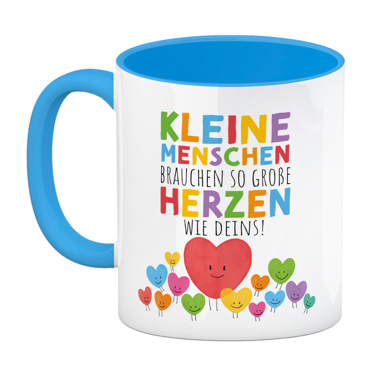 Herzen Kaffeebecher mit Spruch Große Herzen für kleine Menschen