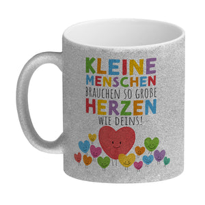 Herzen Kaffeebecher mit Spruch Große Herzen für kleine Menschen