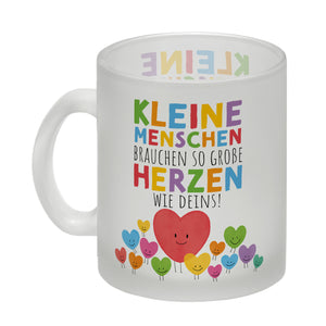 Herzen Kaffeebecher mit Spruch Große Herzen für kleine Menschen