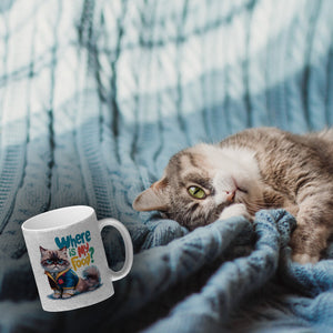 Schicke mürrische Katze Kaffeebecher - Wo ist mein Futter