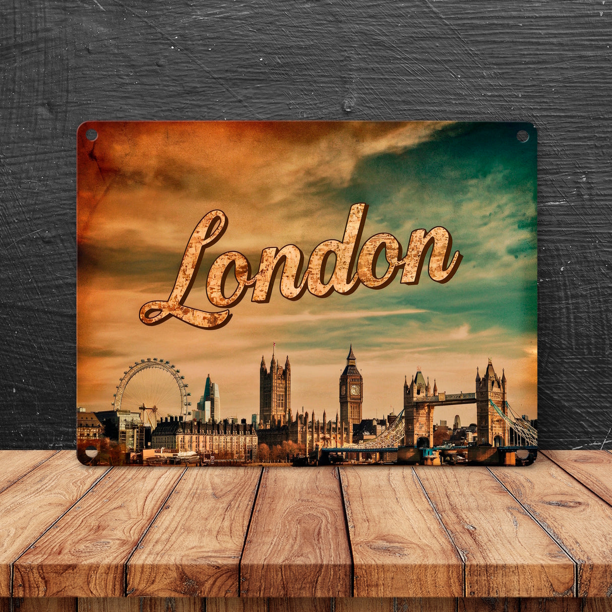 Londoner Skyline Metallschild in 15x20 cm - London