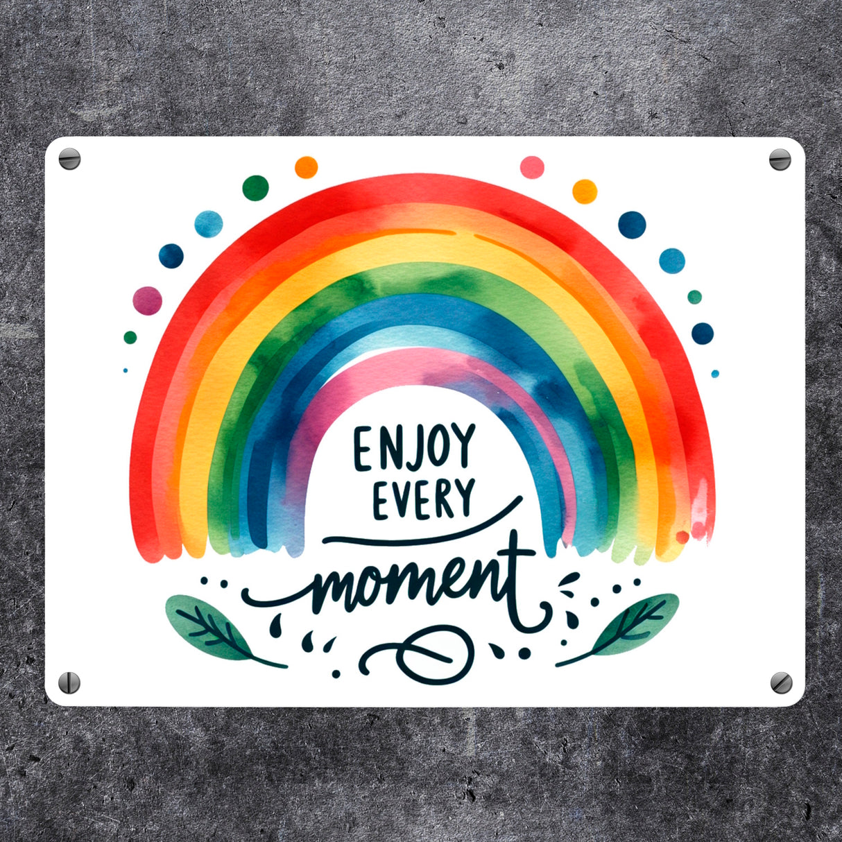 Regenbogen Metallschild in 15x20 cm mit Spruch Enjoy every moment