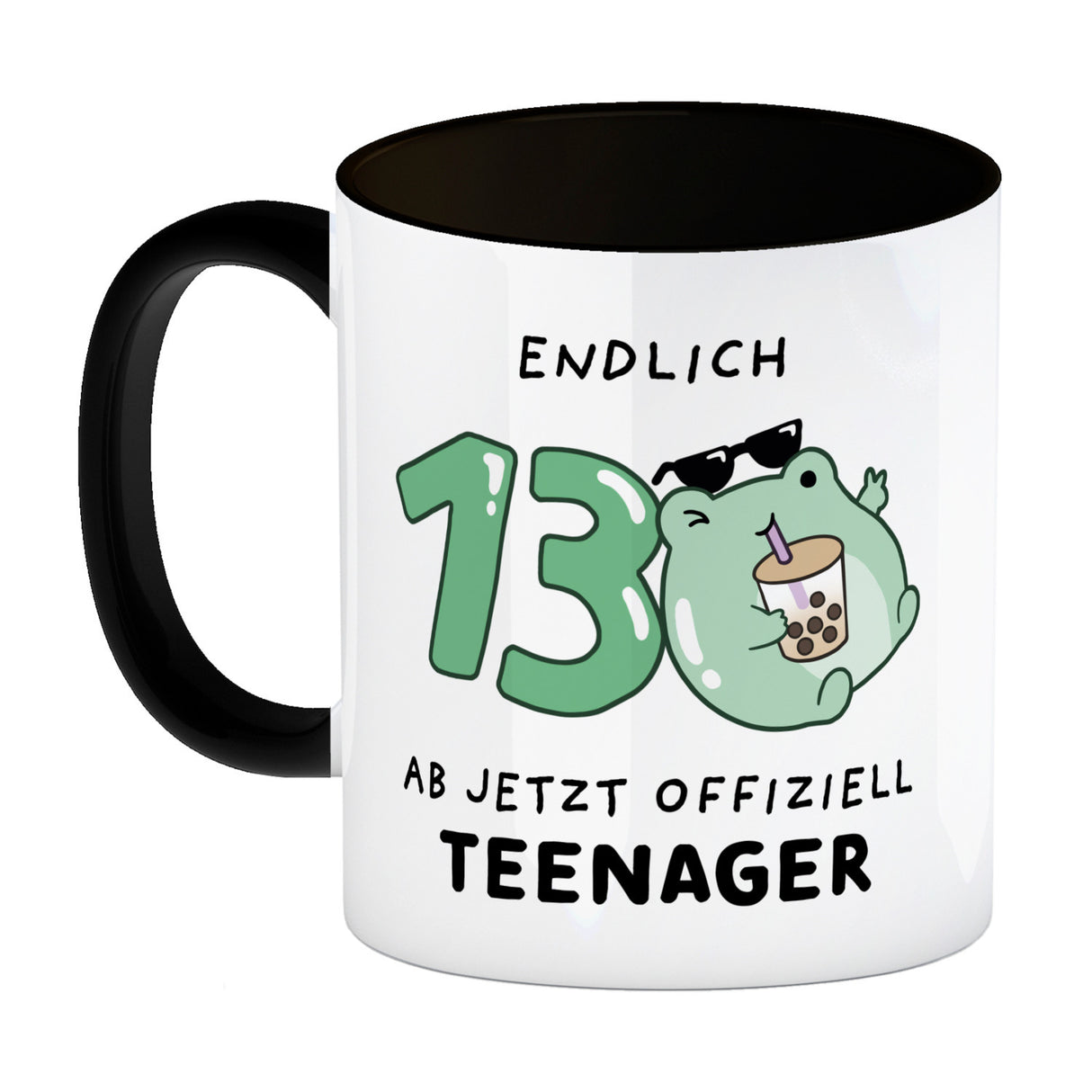 Jelly & Friends Frosch Kaffeebecher mit Spruch Endlich 13 Ab jetzt offiziell Teenager
