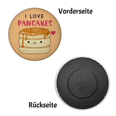 Pancake Magnet rund mit Spruch I love pancakes