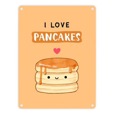 Pancake Metallschild in 15x20 cm mit Spruch I love pancakes