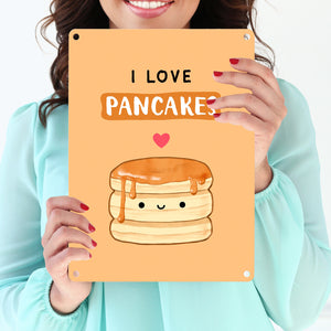 Pancake Metallschild in 15x20 cm mit Spruch I love pancakes