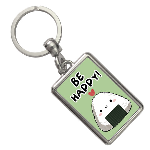 Onigiri Sushi Schlüsselanhänger mit Spruch Be happy
