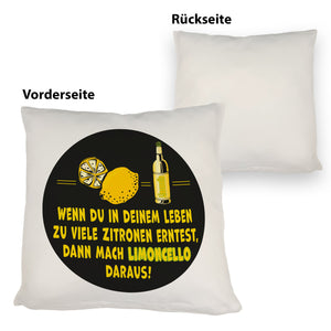 Kissen mit Spruch Mach aus Zitronen Limoncello schwarz gelb