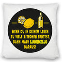 Kissen mit Spruch Mach aus Zitronen Limoncello schwarz gelb