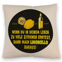 Kissen mit Spruch Mach aus Zitronen Limoncello schwarz gelb