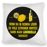 Kissen mit Spruch Mach aus Zitronen Limoncello schwarz gelb