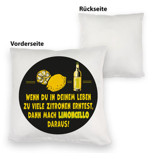 Kissen mit Spruch Mach aus Zitronen Limoncello schwarz gelb