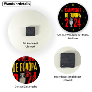 Spanien Europameister 2024 Wanduhr mit Spruch Campeones de Europa 2024