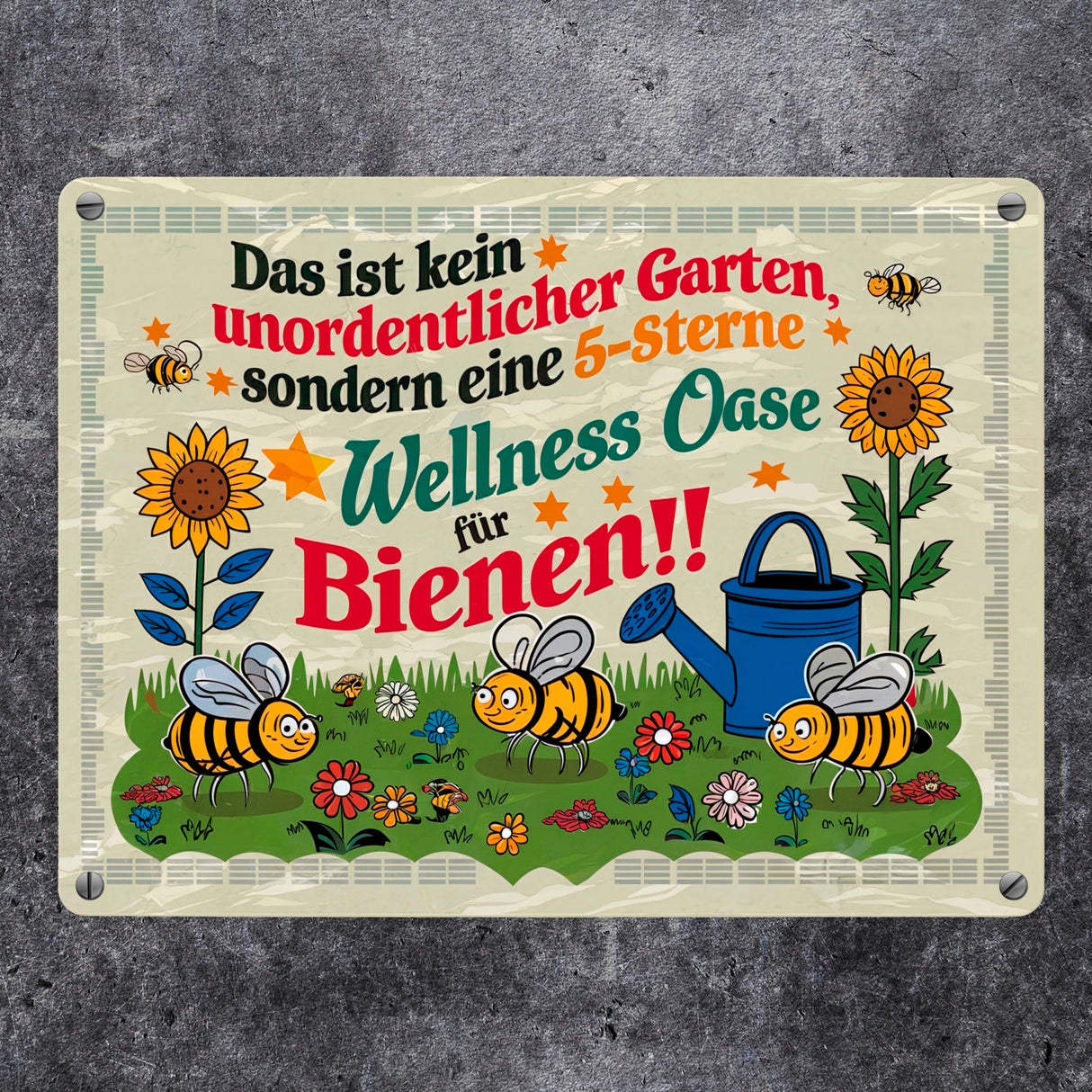 5-Sterne Wellness Oase für Bienen Metallschild in 15x20 cm